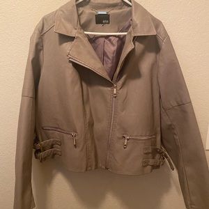 ANA Faux Leather Jacket Size 2XL - Taupe Color